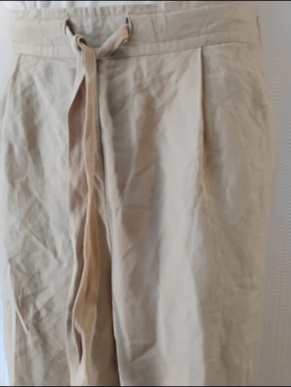 A New Day Women's Beige Drawstring Linen-Blend Pants Size M